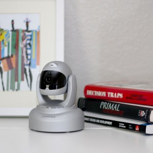 Lifestyle photo of silver Helmet wireless surveillance monitor