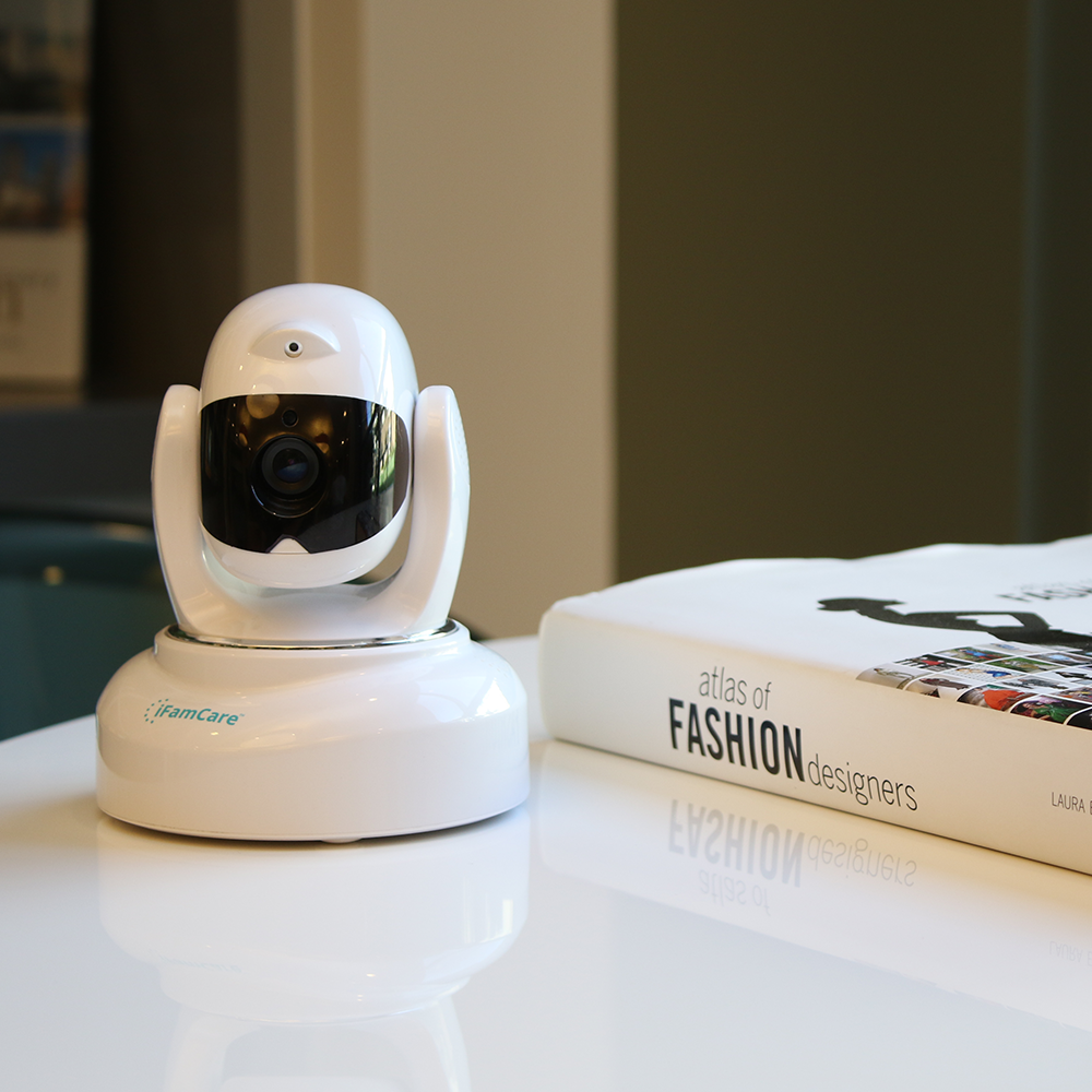 Lifestyle photo of white Helmet wireless surveillance monitor