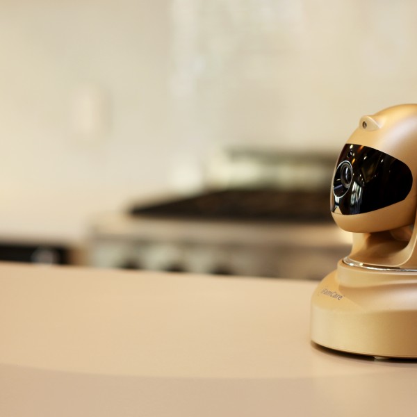 Lifestyle photo of gold Helmet wireless surveillance monitor
